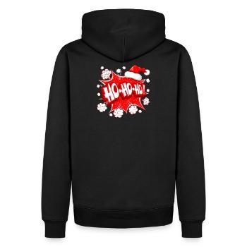 Weihnachten, Weihnachtsmann, Frohe Feiertage - Männer Premium Bio Hoodie - Schwarz - Hinten - Nico (187cm)