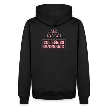Katze in Pink und mit Krone, Cuteness Overload - Männer Premium Bio Hoodie - Schwarz - Hinten - Nico (187cm)