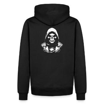 Crâne Rock and Roll | Skeleton Design Rocker - Sweat à capuche Premium bio Homme - noir - Dos - Nico (187cm)