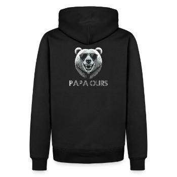 Tête ours cool avec lunettes de soleil. papa ours - Sweat à capuche Premium bio Homme - noir - Dos - Nico (187cm)