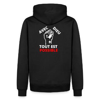 Fist of protest inspiring message of solidarity - Men’s Premium Organic Hoodie - black - Back - Nico (187cm)