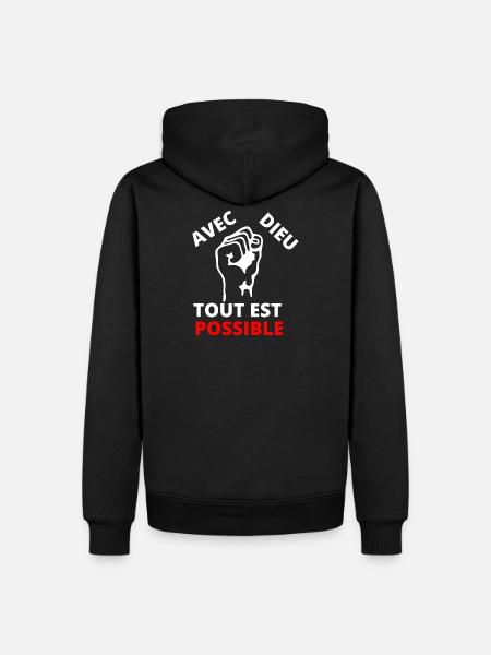 Poing revendicatif inspirant message de solidarité - Sweat à capuche Premium bio Homme - noir