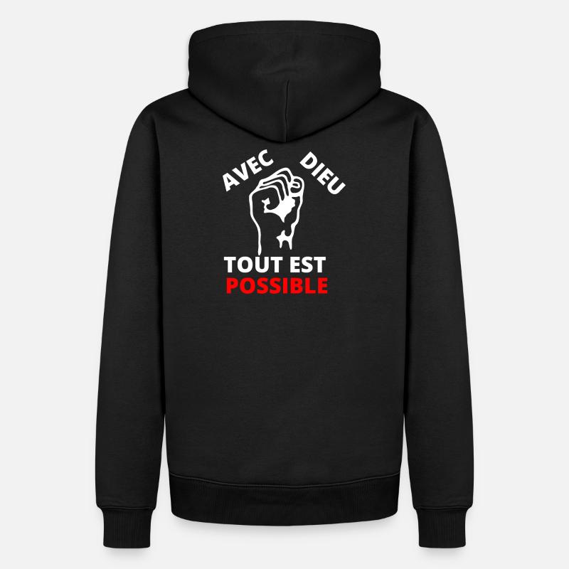 Poing revendicatif inspirant message de solidarité - Sweat à capuche Premium bio Homme - noir