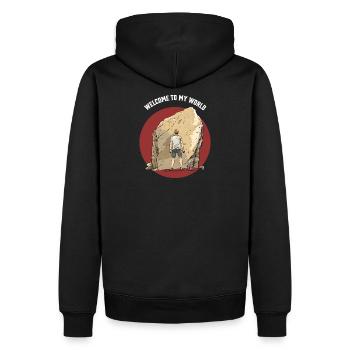 stylisches Boulder T-Shirt Junge beim felsklettern - Männer Premium Bio Hoodie - Schwarz - Hinten - Nico (187cm)