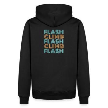 flash climb klettern bouldern stylische Schrift - Männer Premium Bio Hoodie - Schwarz - Hinten - Nico (187cm)