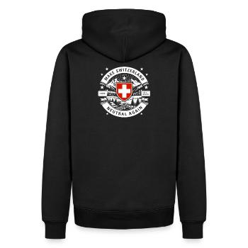make Switzerland neutral again - Männer Premium Bio Hoodie - Schwarz - Hinten - Nico (187cm)