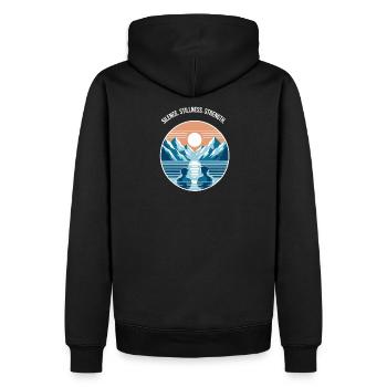 Eisbaden mit Bergpanorama Regenration Wellness  - Männer Premium Bio Hoodie - Schwarz - Hinten - Nico (187cm)