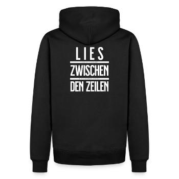Lies zwischen den Zeilen! Du bist großartig. - Männer Premium Bio Hoodie - Schwarz - Hinten - Nico (187cm)