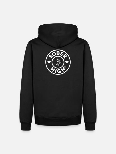 Live clean. Feel high. soberhigh. - Men’s Premium Organic Hoodie - black