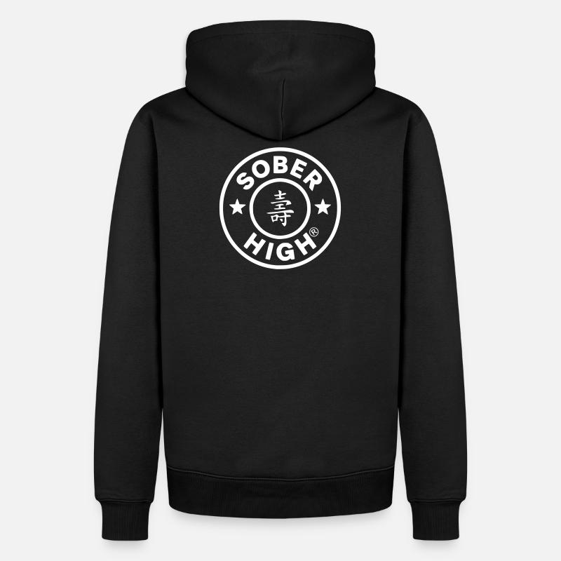 Live clean. Feel high. soberhigh. - Männer Premium Bio Hoodie - Schwarz