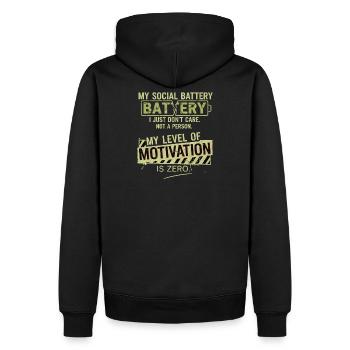 Soziale Batterie ohne Motivation - Männer Premium Bio Hoodie - Schwarz - Hinten - Nico (187cm)