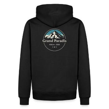 Wandern am Gran Paradiso Mountain - Männer Premium Bio Hoodie - Schwarz - Hinten - Nico (187cm)