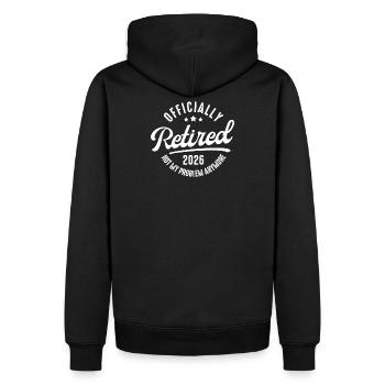 Retraité officielle 2026 - Sweat à capuche Premium bio Homme - noir - Dos - Nico (187cm)