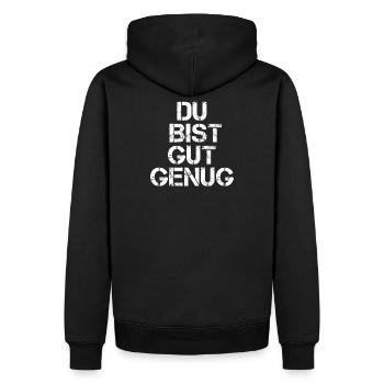 Du Bist Gut Genug - Männer Premium Bio Hoodie - Schwarz - Hinten - Nico (187cm)