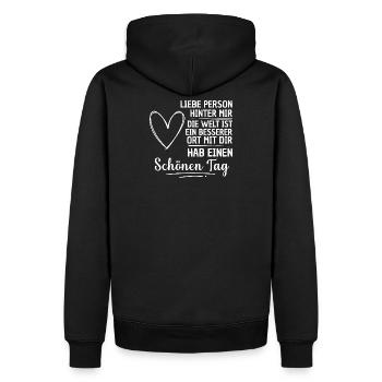 Liebe Person Spruch - Männer Premium Bio Hoodie - Schwarz - Hinten - Nico (187cm)