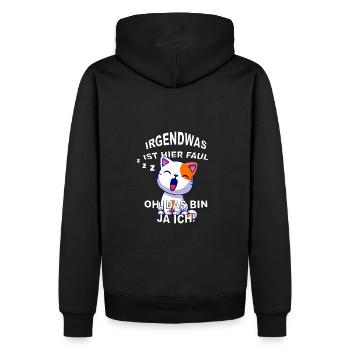 Süße Katze Faul Schlafen - Männer Premium Bio Hoodie - Schwarz - Hinten - Nico (187cm)