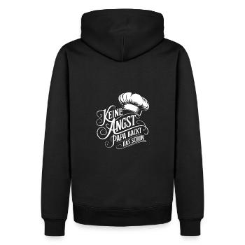 Papa backt das schon. Unser Papa ist Bäcker - Männer Premium Bio Hoodie - Schwarz - Hinten - Nico (187cm)