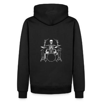 Squelette de crâne de batteur sur la batterie - Sweat à capuche Premium bio Homme - noir - Dos - Nico (187cm)