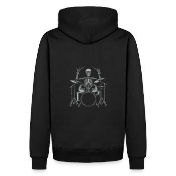Squelette de crâne de batteur sur la batterie - Sweat à capuche Premium bio Homme - noir - Dos - Nico (187cm)