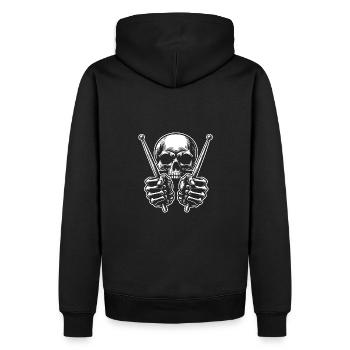 Crâne avec des pilons dans des mains en os - Sweat à capuche Premium bio Homme - noir - Dos - Nico (187cm)