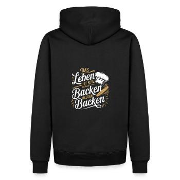 Das Leben ist kurz - nutze es zum Backen - Männer Premium Bio Hoodie - Schwarz - Hinten - Nico (187cm)
