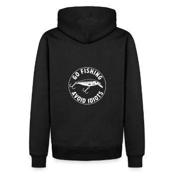 Allez pêcher, évitez les gens, reposez-vous sur l’eau. Verm - Sweat à capuche Premium bio Homme - noir - Dos - Nico (187cm)