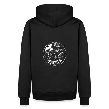 Nicht lange schnacken einfach backen. Bäckermütze - Männer Premium Bio Hoodie - Schwarz - Hinten - Nico (187cm)