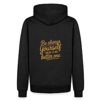 Sei immer Du selbst es gibt keinen besseren - Männer Premium Bio Hoodie - Schwarz - Hinten - Nico (187cm)