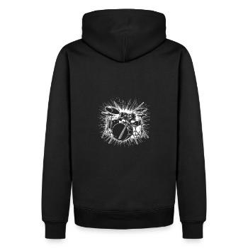 Schlagzeug Schlagzeuger Destroy Silence Rockband. - Männer Premium Bio Hoodie - Schwarz - Hinten - Nico (187cm)