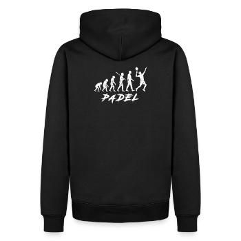 Padel Sport Evolution Modern Cool Trend 2025 - Männer Premium Bio Hoodie - Schwarz - Hinten - Nico (187cm)
