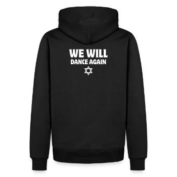 Israel, wir werden wieder tanzen - Männer Premium Bio Hoodie - Schwarz - Hinten - Nico (187cm)