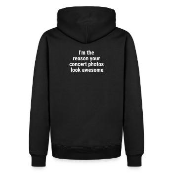 raison pour laquelle vos photos de concert sont superbes Blanc - Sweat à capuche Premium bio Homme - noir - Dos - Nico (187cm)