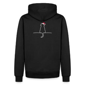 Chat noël cadeau noël chat - Sweat à capuche Premium bio Homme - noir - Dos - Nico (187cm)