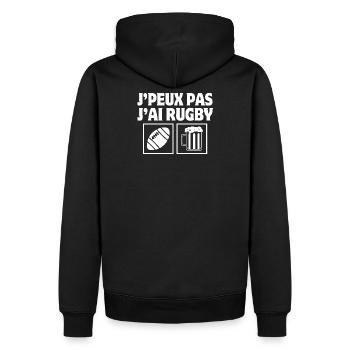 rugby, fan de rugby, rugby humour, rugby sport - Sweat à capuche Premium bio Homme - noir - Dos - Nico (187cm)