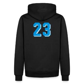 dreiundzwanzig - Männer Premium Bio Hoodie - Schwarz - Hinten - Nico (187cm)