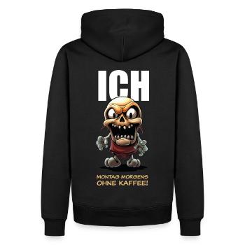 Ich Ohne Kaffee - hell - Männer Premium Bio Hoodie - Schwarz - Hinten - Nico (187cm)