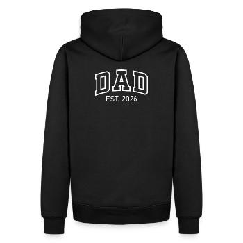 Papa est en 2026 Nouveau Papa Papa sera la fête des pères en 2026 - Sweat à capuche Premium bio Homme - noir - Dos - Nico (187cm)