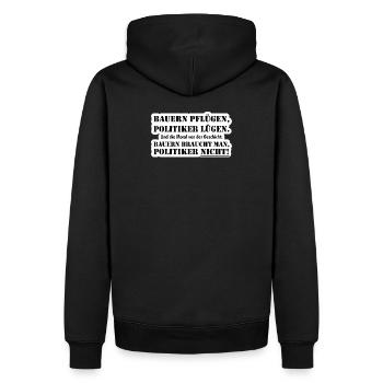 Bauern braucht man - Männer Premium Bio Hoodie - Schwarz - Hinten - Nico (187cm)