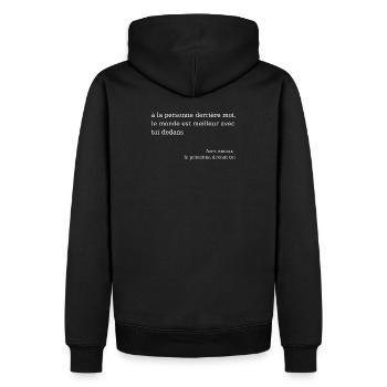 Wohlwollende Botschaft: Positive Liebe - Männer Premium Bio Hoodie - Schwarz - Hinten - Nico (187cm)
