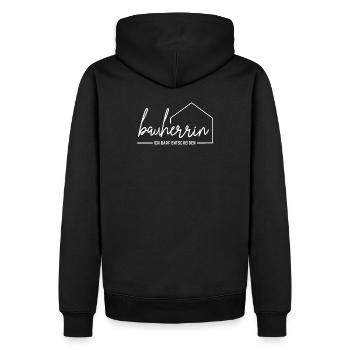 Bauherrin - ich darf entscheiden - Männer Premium Bio Hoodie - Schwarz - Hinten - Nico (187cm)