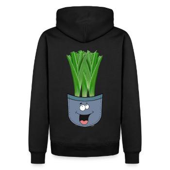 Tasche Lauch Gemüse Jugendliche Jugendlicher - Männer Premium Bio Hoodie - Schwarz - Hinten - Nico (187cm)
