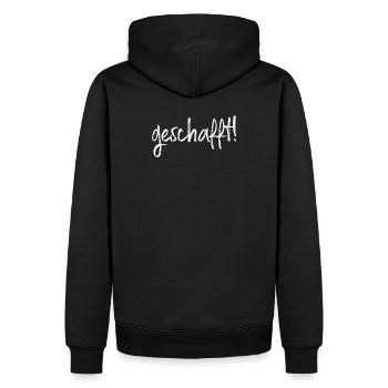 geschafft! Ziel erreicht Geschenkidee Prüfung - Männer Premium Bio Hoodie - Schwarz - Hinten - Nico (187cm)