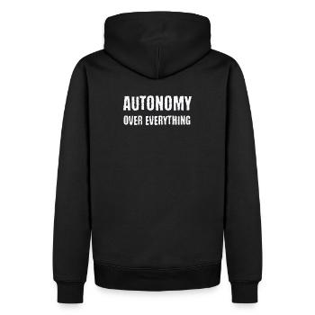 Autonomie über alles Neurodivergente PDA-Geschenk - Männer Premium Bio Hoodie - Schwarz - Hinten - Nico (187cm)