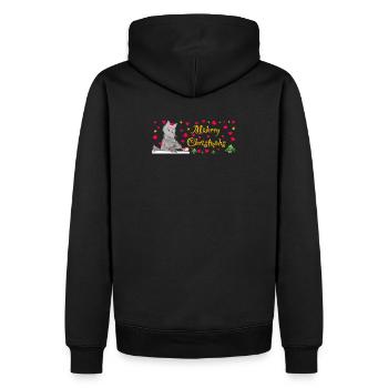 Kultiger Wolf Weihnachten, MÄHrry Christmähs Stern - Männer Premium Bio Hoodie - Schwarz - Hinten - Nico (187cm)