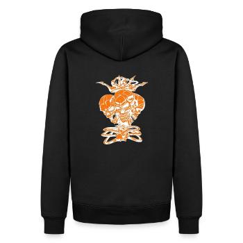 Skull-Skelett-King-Krone - Männer Premium Bio Hoodie - Schwarz - Hinten - Nico (187cm)