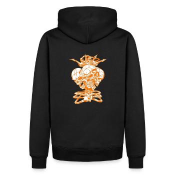 Skull-Skelett-King-Krone - Männer Premium Bio Hoodie - Schwarz - Hinten - Nico (187cm)