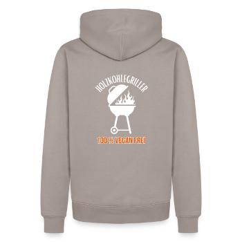 Barbecue au charbon de bois - 100 % végétalien gratuit - barbecue - Sweat à capuche Premium bio Homme - taupe - Dos - Nico (187cm)