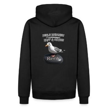 Rerik Perle zwischen Haff & Ostsee-Rerik Möwe - Männer Premium Bio Hoodie - Schwarz - Hinten - Nico (187cm)