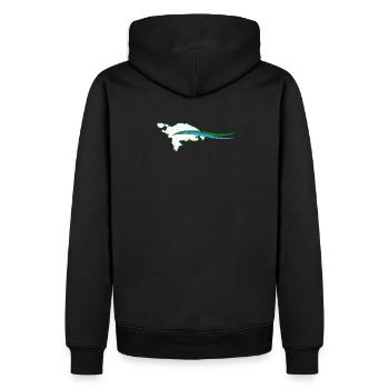 Thurgau Kanton Umriss mit Welle - Männer Premium Bio Hoodie - Schwarz - Hinten - Nico (187cm)