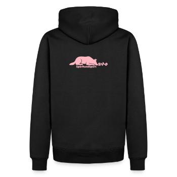 SHS Logo rosa - Männer Premium Bio Hoodie - Schwarz - Hinten - Nico (187cm)